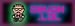 A button with a purple border and a character from Earthbound glowing green on top of a black background. To his right,